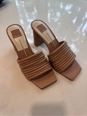Dolce Vita Brown Strappy Block Heel Mules